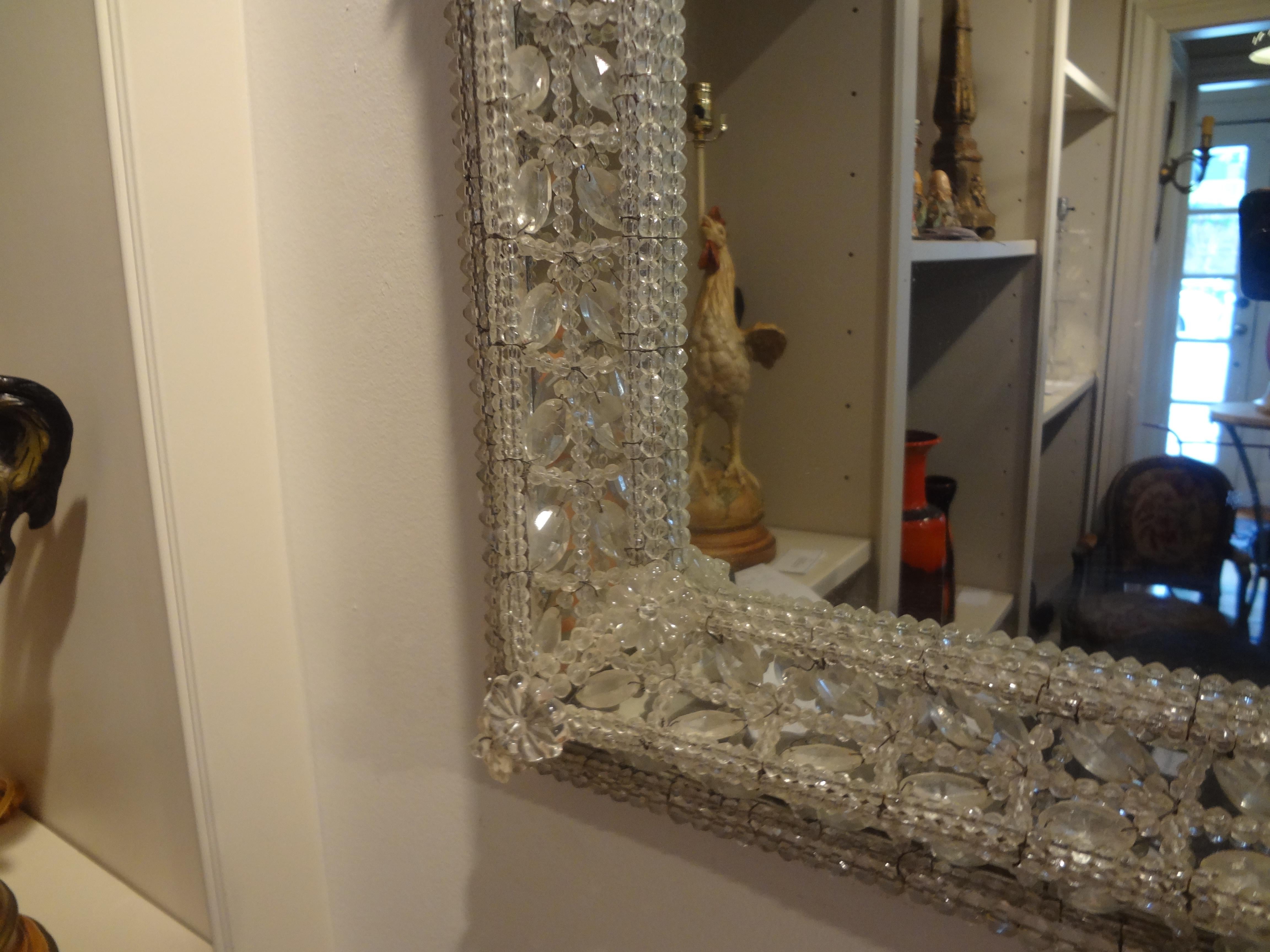 Early 20th Century Antique Venetian Beaded Crystal Mirror