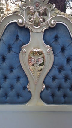 Antique Venetian Bed French Italian Super King Size Carved Painted Bed