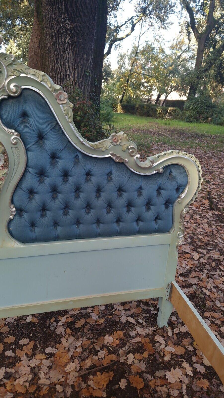 20th Century Antique Venetian Bed French Italian Super King Size Carved Painted Bed