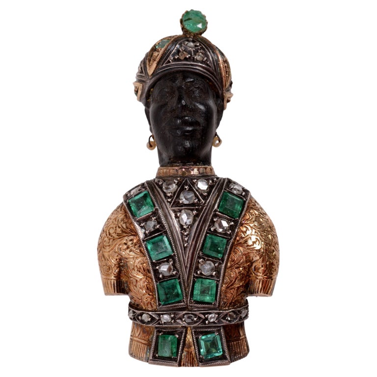 Antique Blackamoor Brooch Attributed to Attilio Codognato For