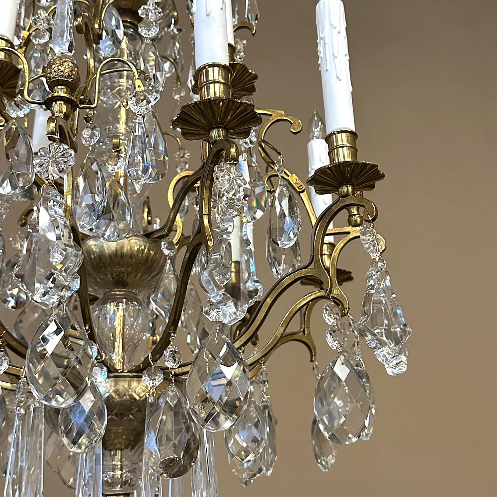 Antique Venetian Brass and Crystal Chandelier For Sale 4