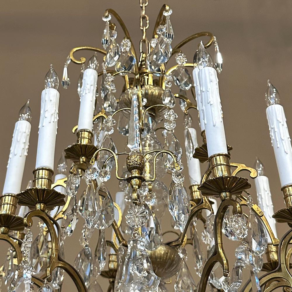 Antique Venetian Brass and Crystal Chandelier For Sale 5