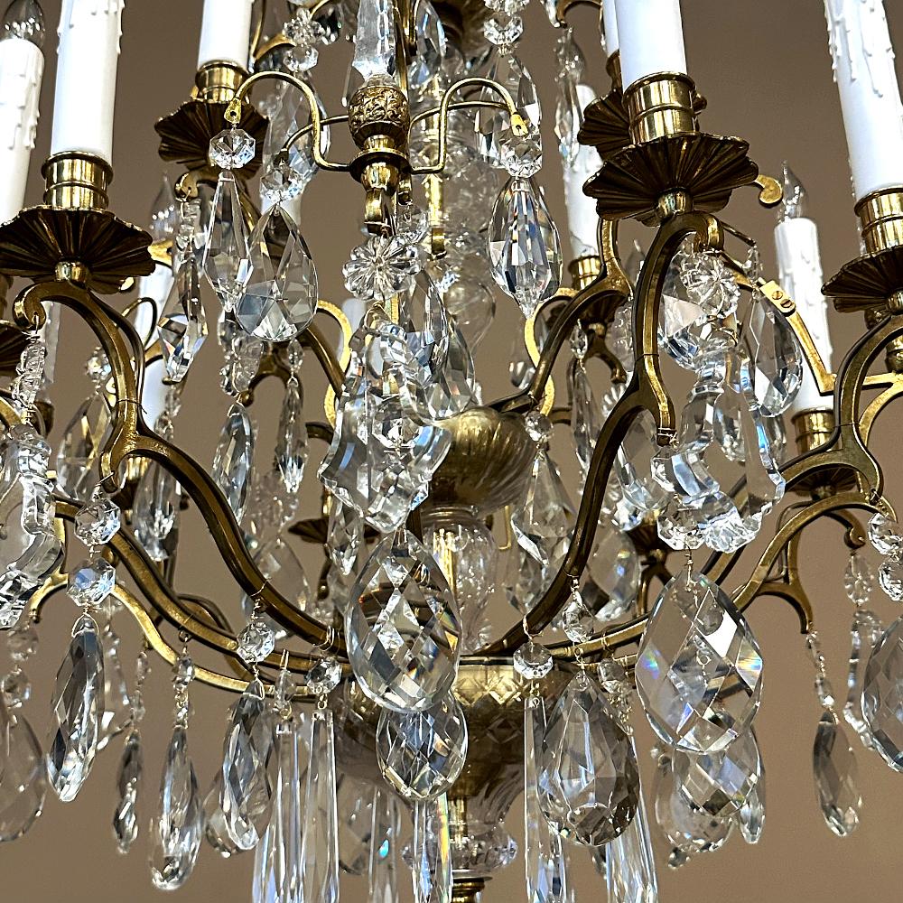 Antique Venetian Brass and Crystal Chandelier For Sale 6