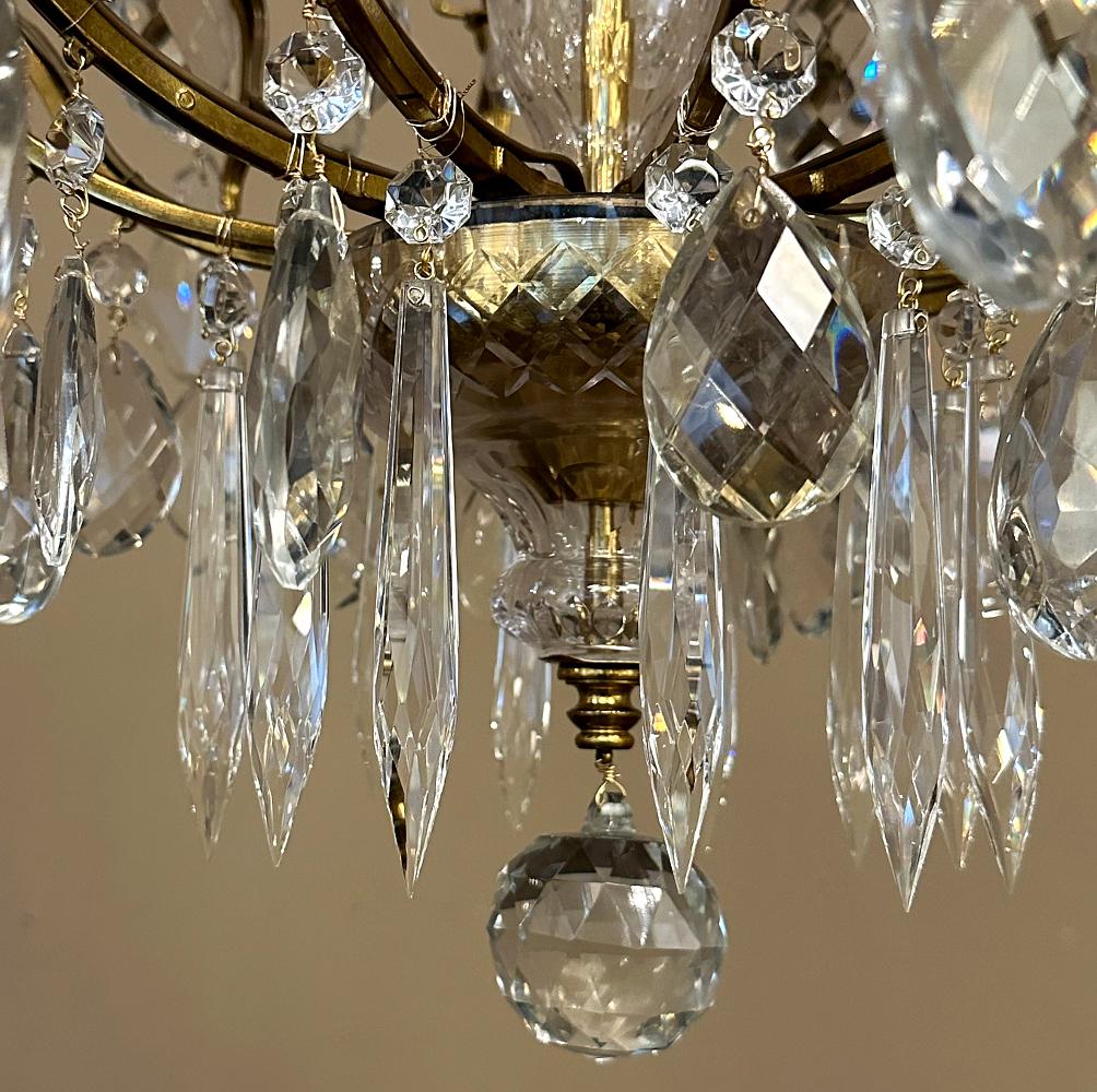 Antique Venetian Brass and Crystal Chandelier For Sale 7
