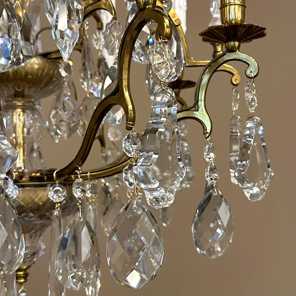 Antique Venetian Brass and Crystal Chandelier For Sale 8