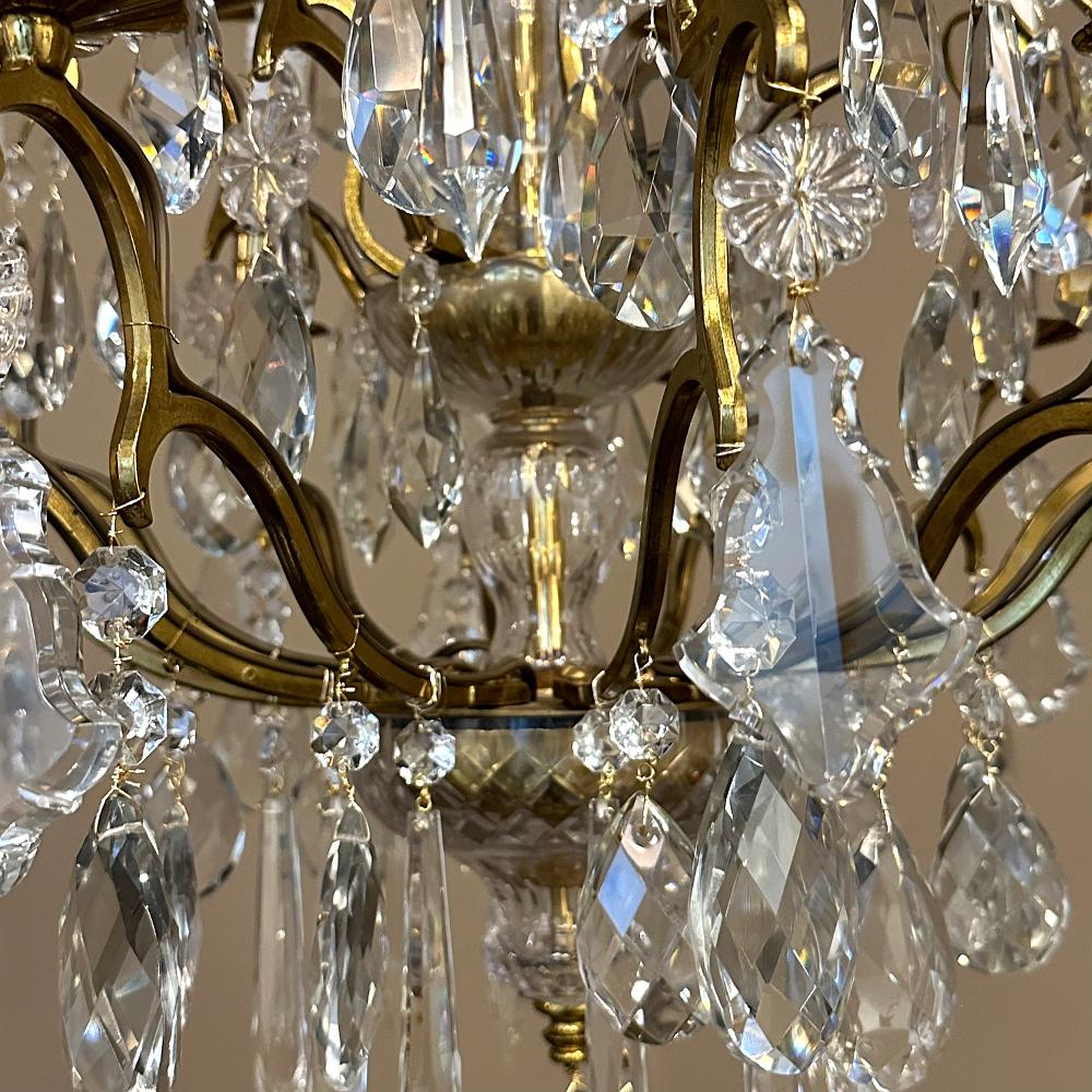 Antique Venetian Brass and Crystal Chandelier For Sale 9