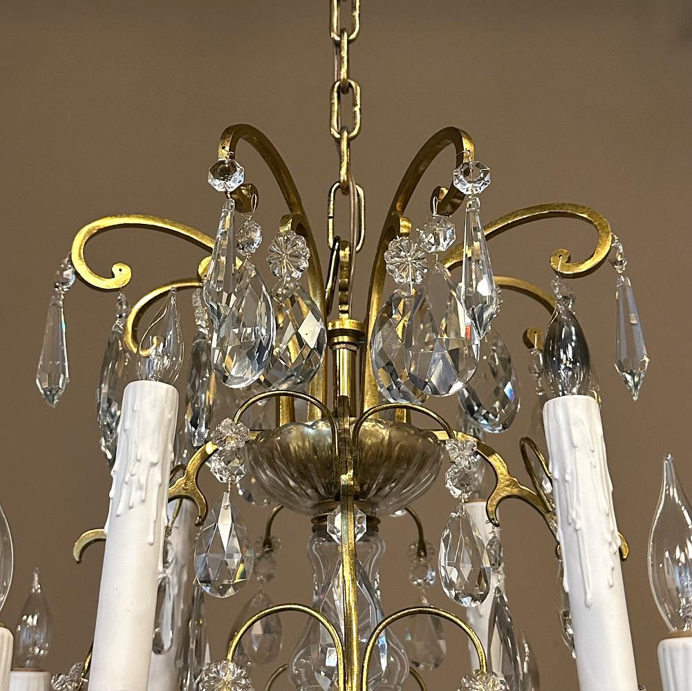 Antique Venetian Brass and Crystal Chandelier In Good Condition For Sale In Dallas, TX