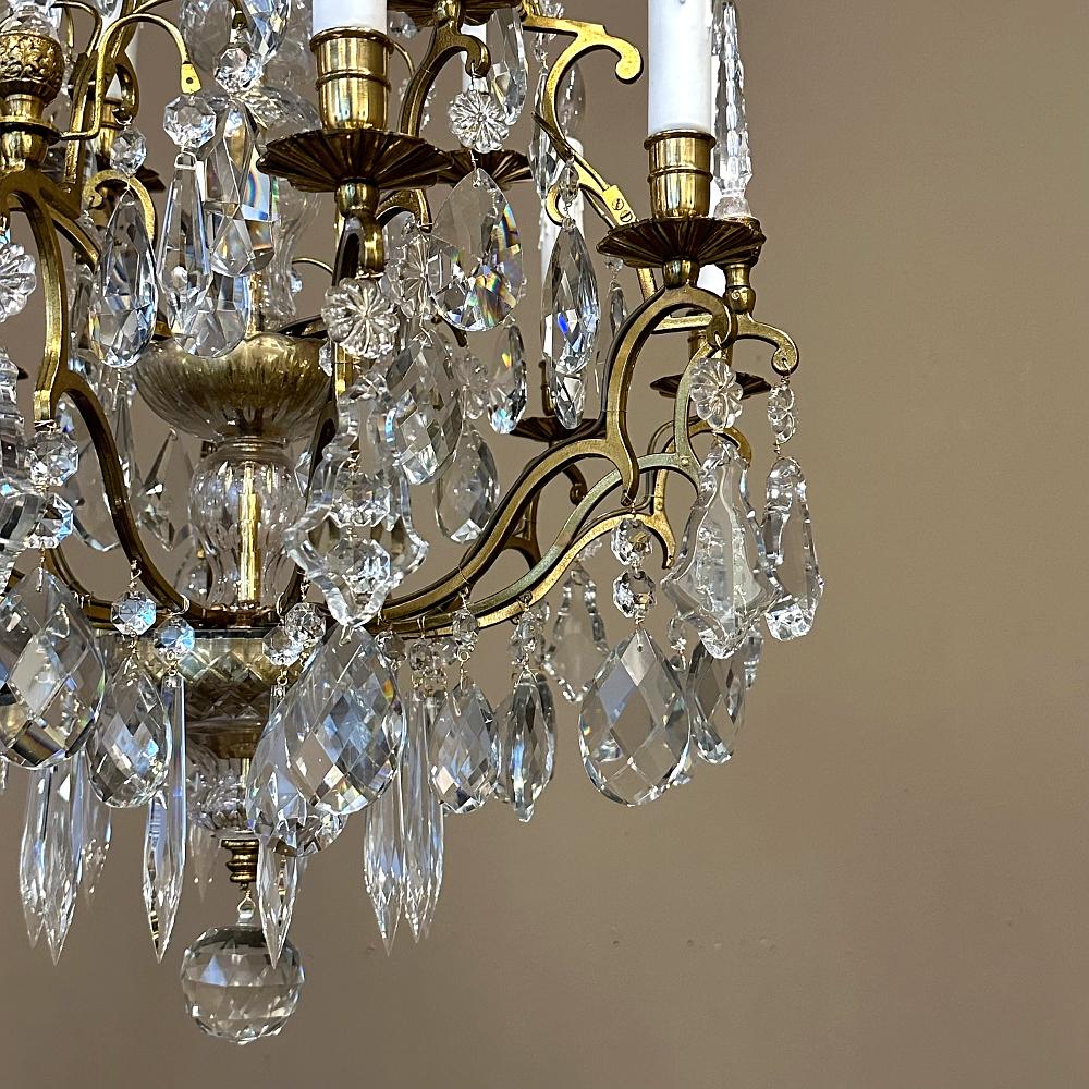 Antique Venetian Brass and Crystal Chandelier For Sale 1