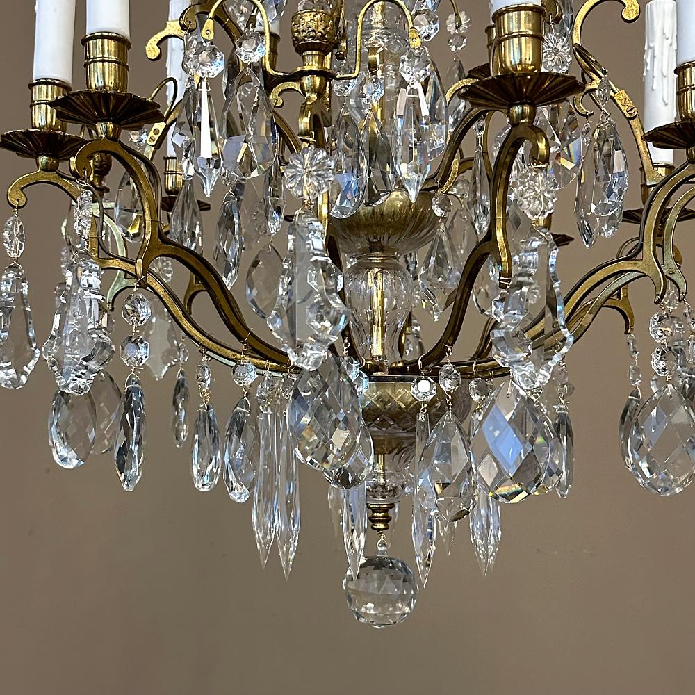 Antique Venetian Brass and Crystal Chandelier For Sale 2