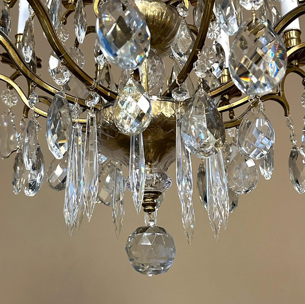 Antique Venetian Brass and Crystal Chandelier For Sale 3