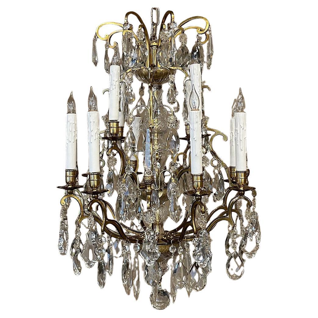 Antique Venetian Brass and Crystal Chandelier