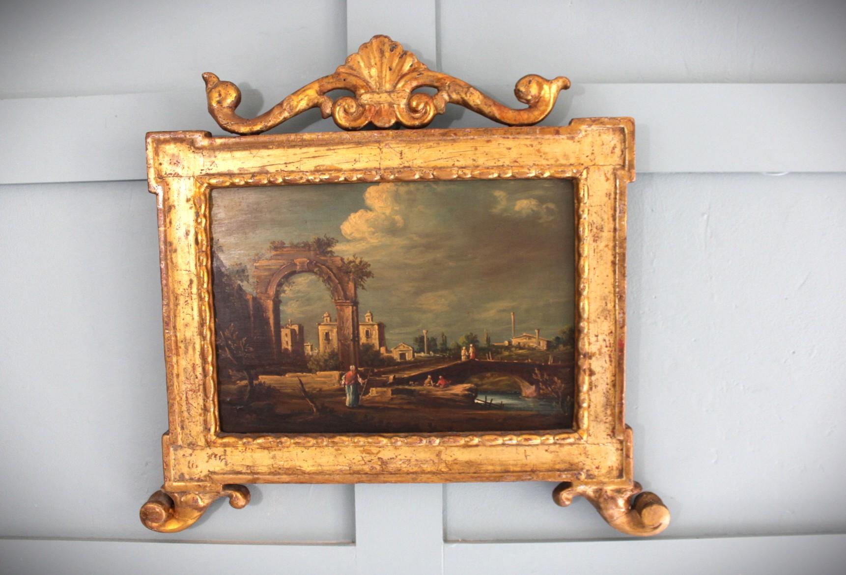 Painted Antique Venetian capriccio oil painting For Sale