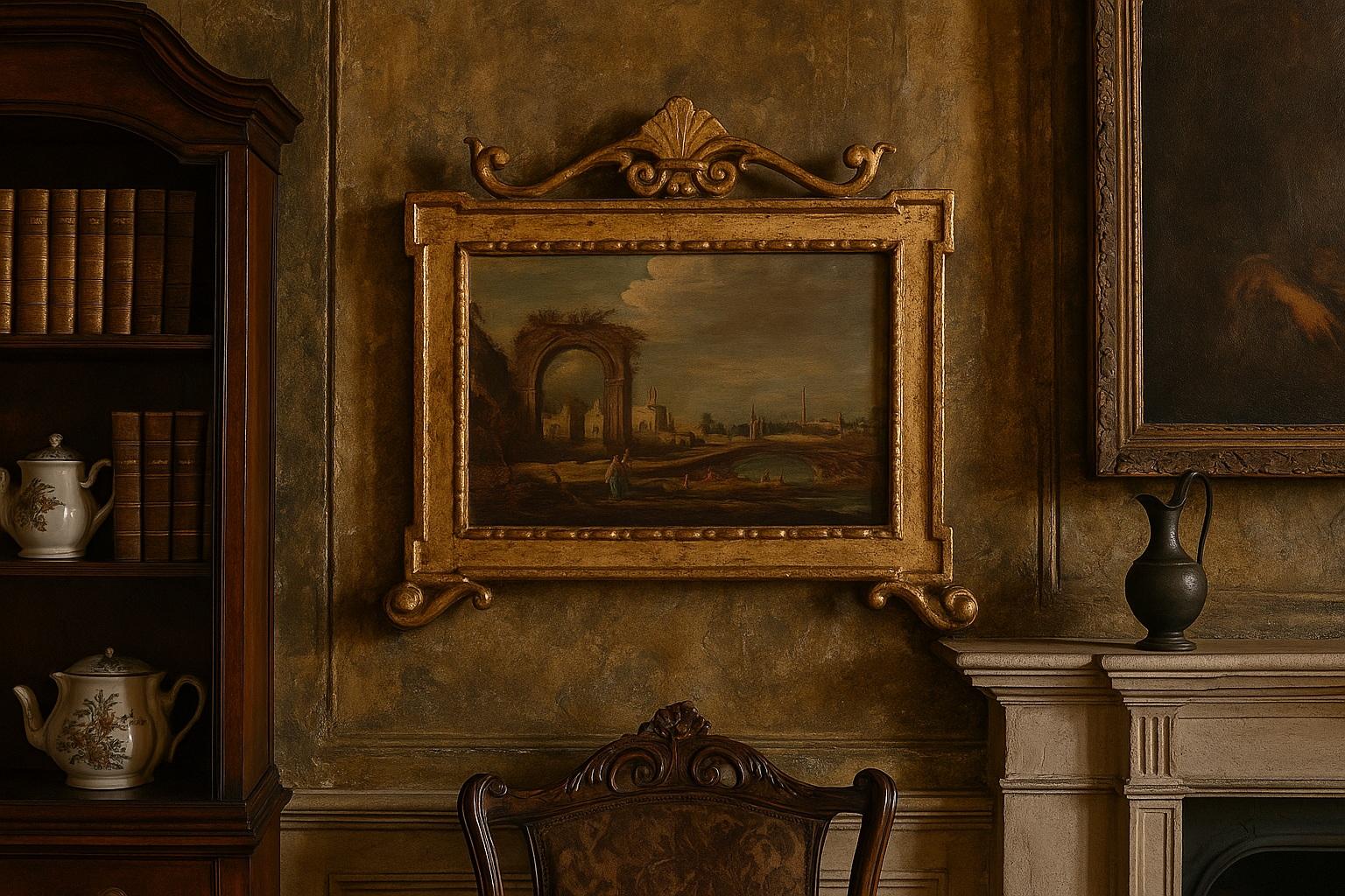 Antikes venezianisches Capriccio Ölgemälde (Gemalt) im Angebot