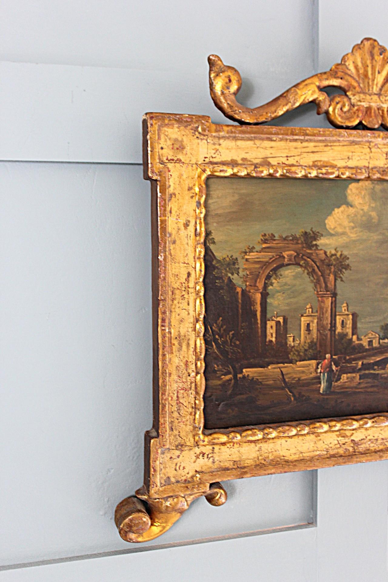 Antique Venetian capriccio oil painting In Fair Condition For Sale In Seaford, GB