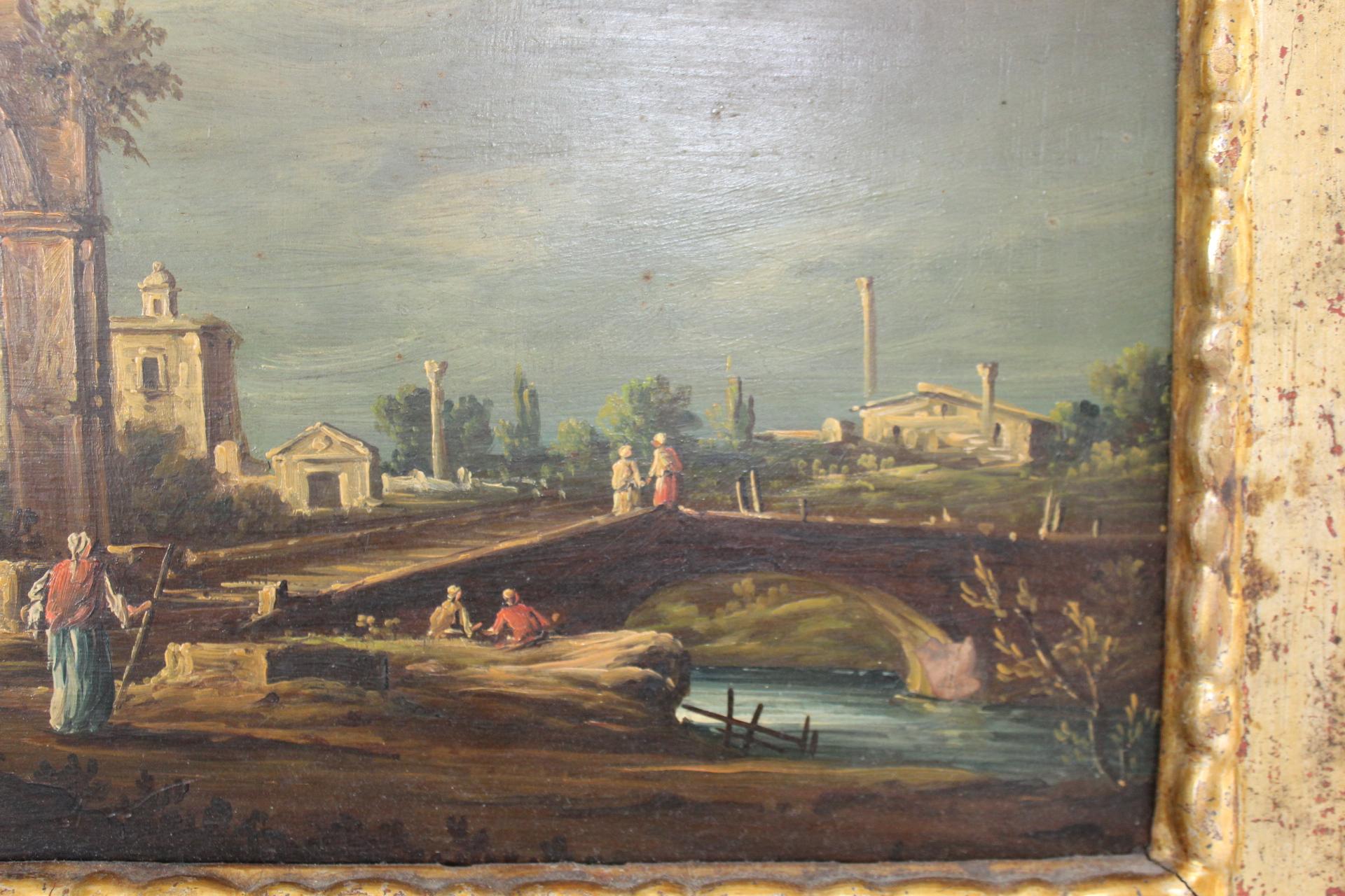 20th Century Antique Venetian capriccio oil painting For Sale
