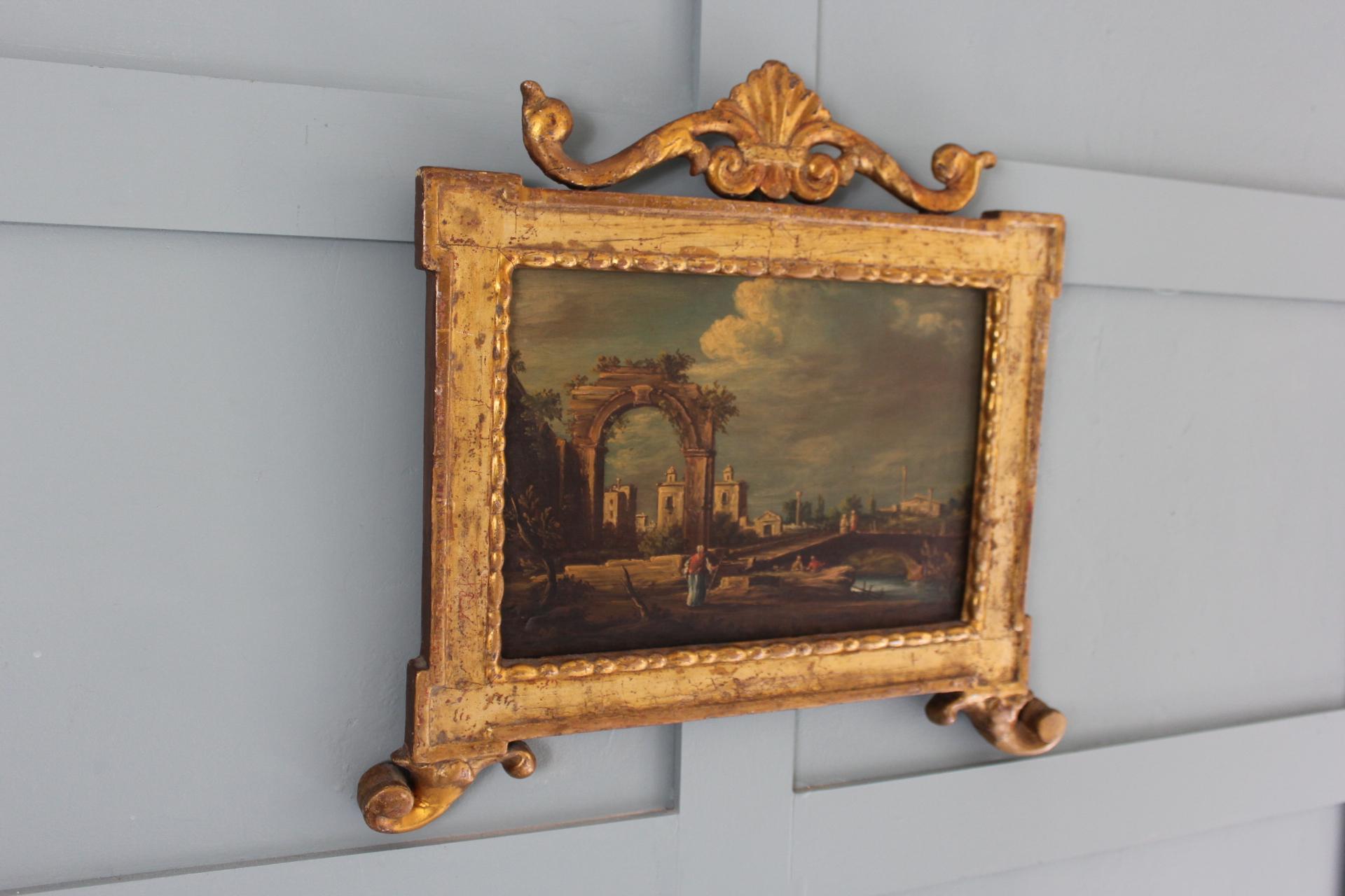 Pine Antique Venetian capriccio oil painting For Sale