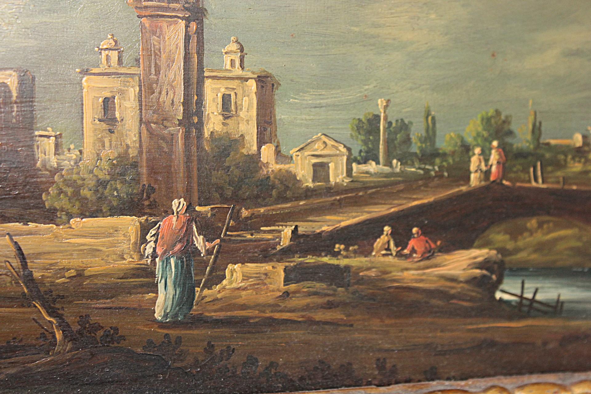 Antique Venetian capriccio oil painting For Sale 1