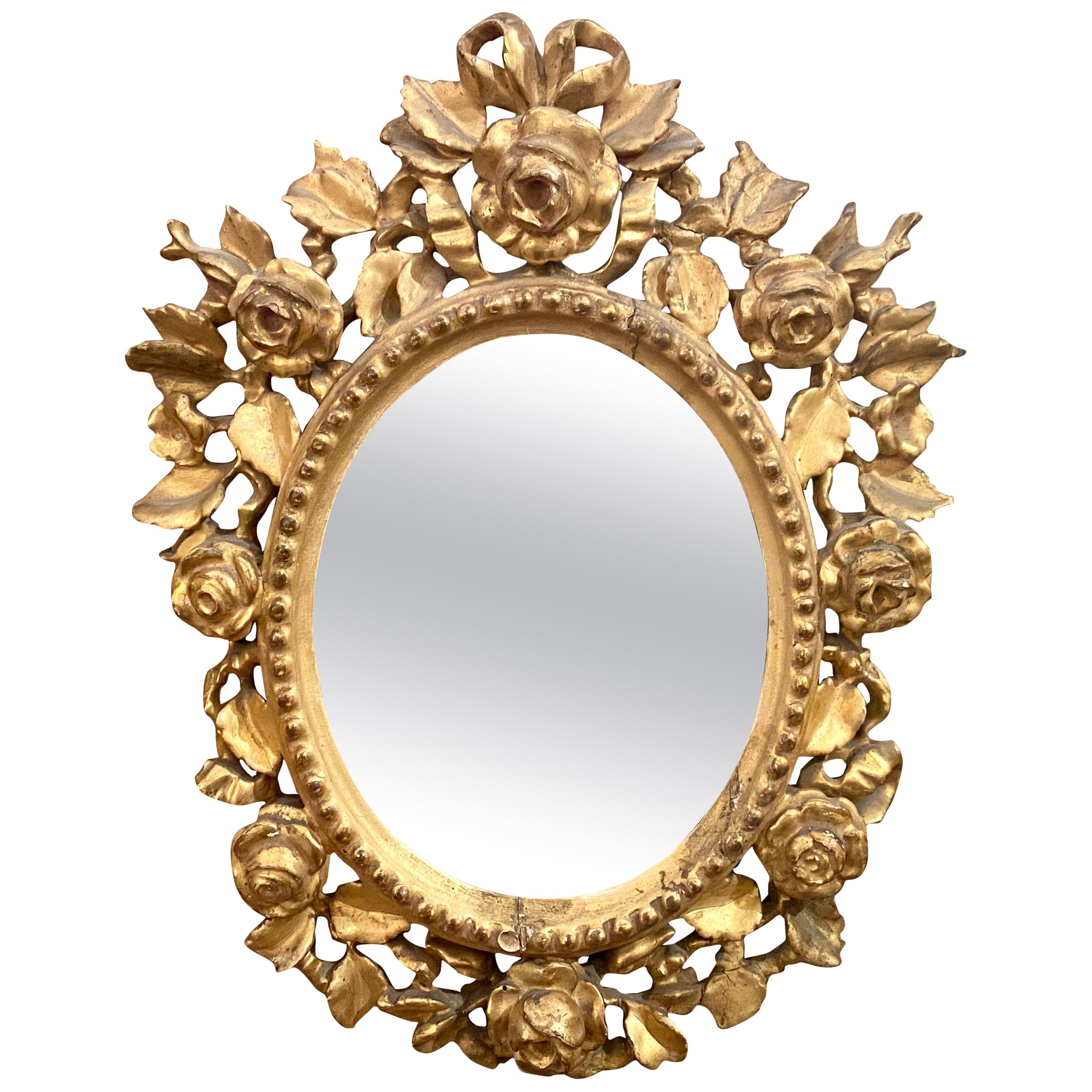 Antique Carved Wood Oval Mirror, circa 18901910 at 1stDibs