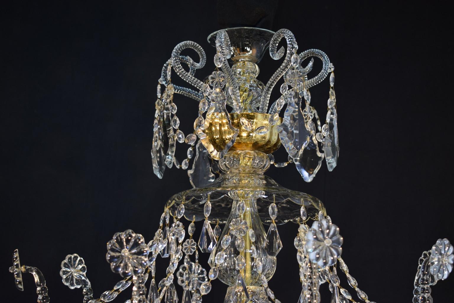 Hervorragender achtflammiger venezianischer Kronleuchter aus dem 19. Jahrhundert, ursprünglich für Kerzen, jetzt elektrifiziert.
CW4541
 