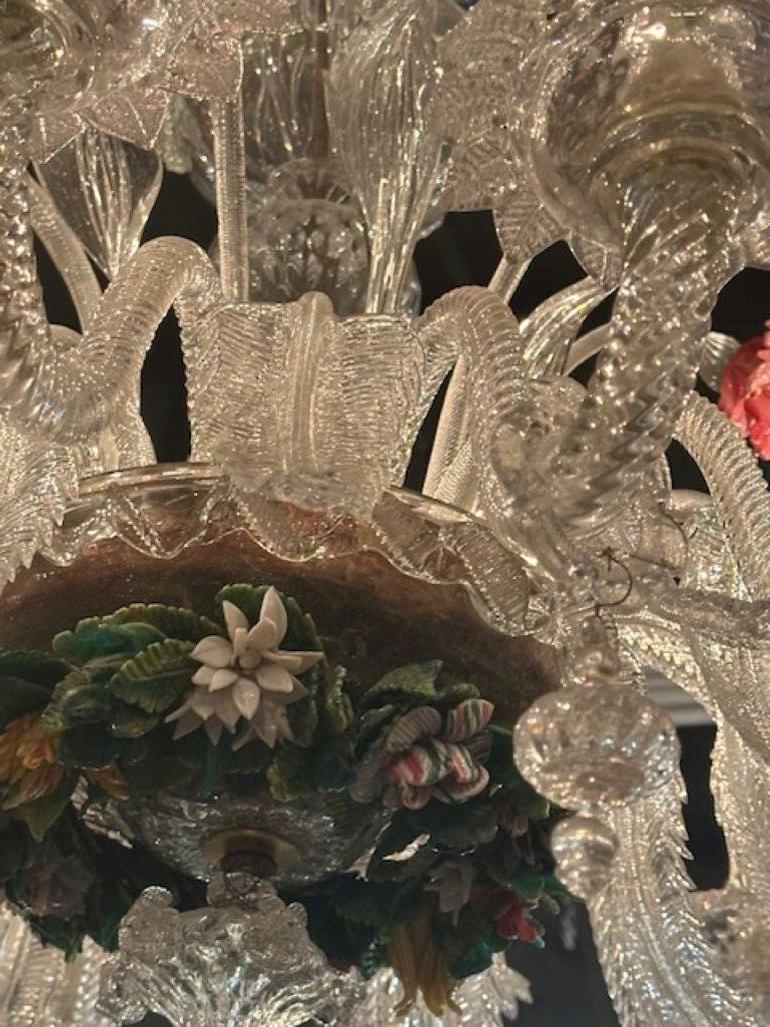 Glass Antique Venetian Chandelier For Sale
