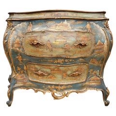 Antique Venetian Chinoiserie Bombe Chest