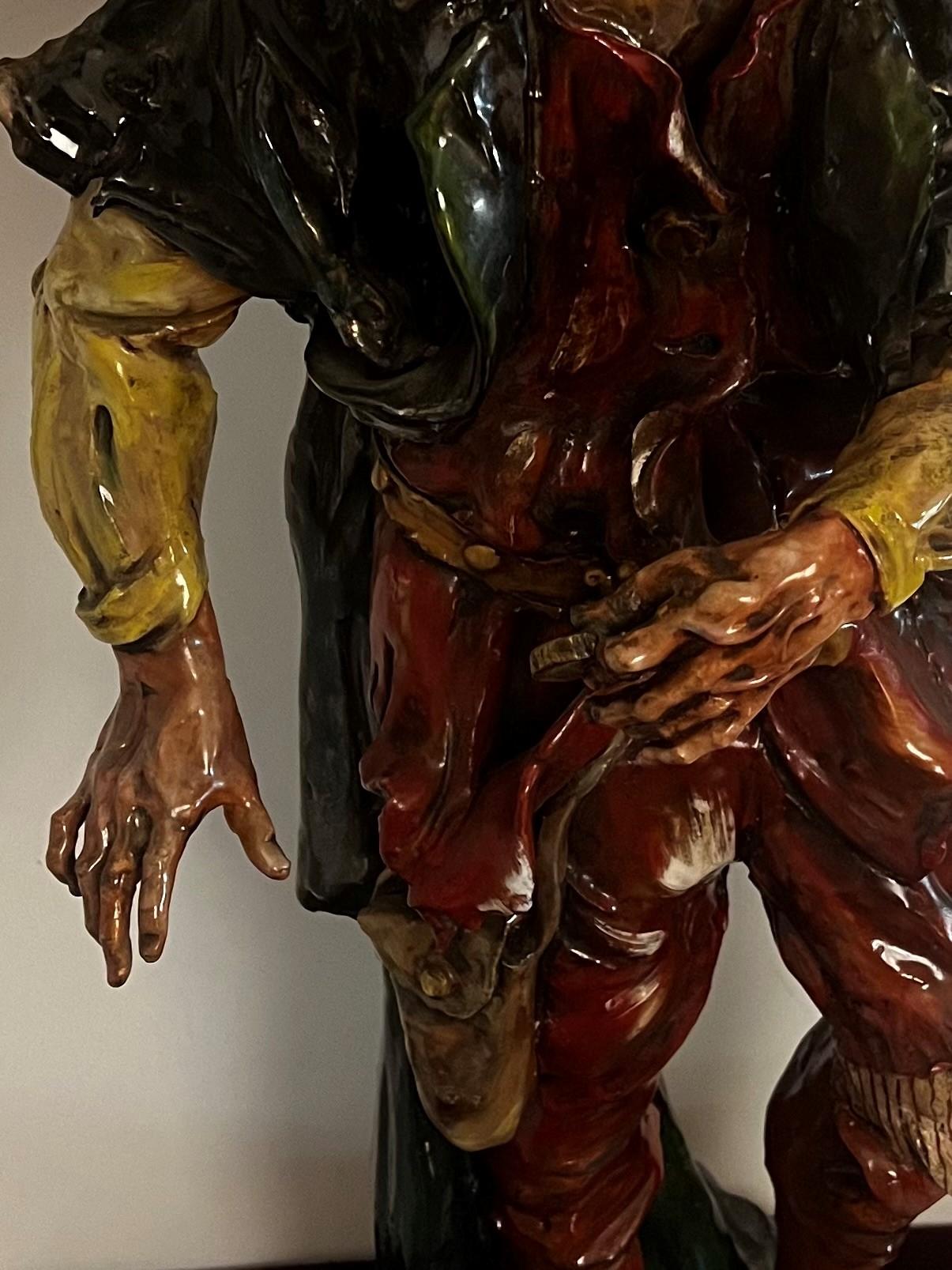 Antike venezianische Porzellan-Kommedia Dell 'Arte-Skulptur 'Pantalone' (Handbemalt) im Angebot