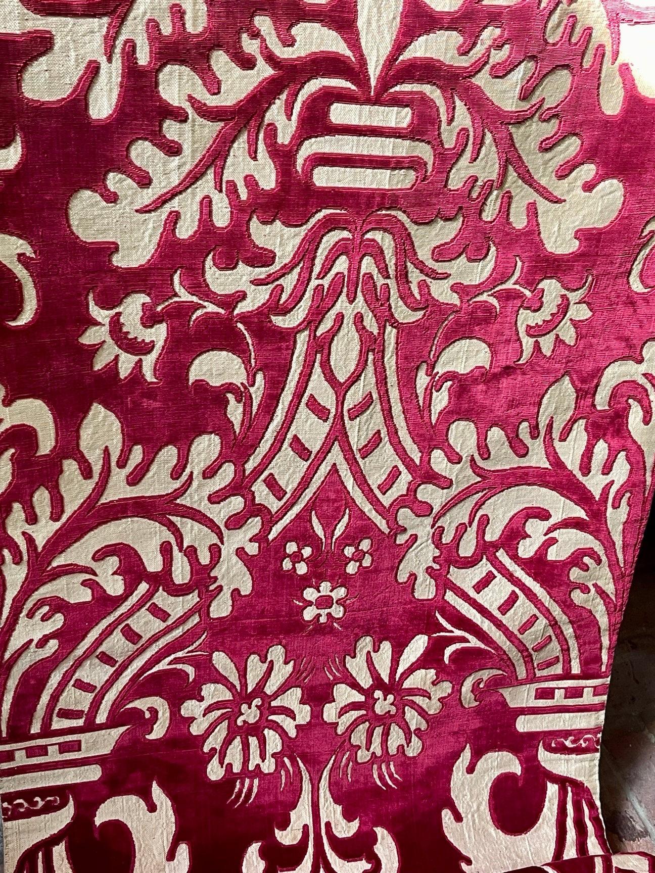 Italian Antique Venetian Cut Velvet Panel  135 inches long For Sale