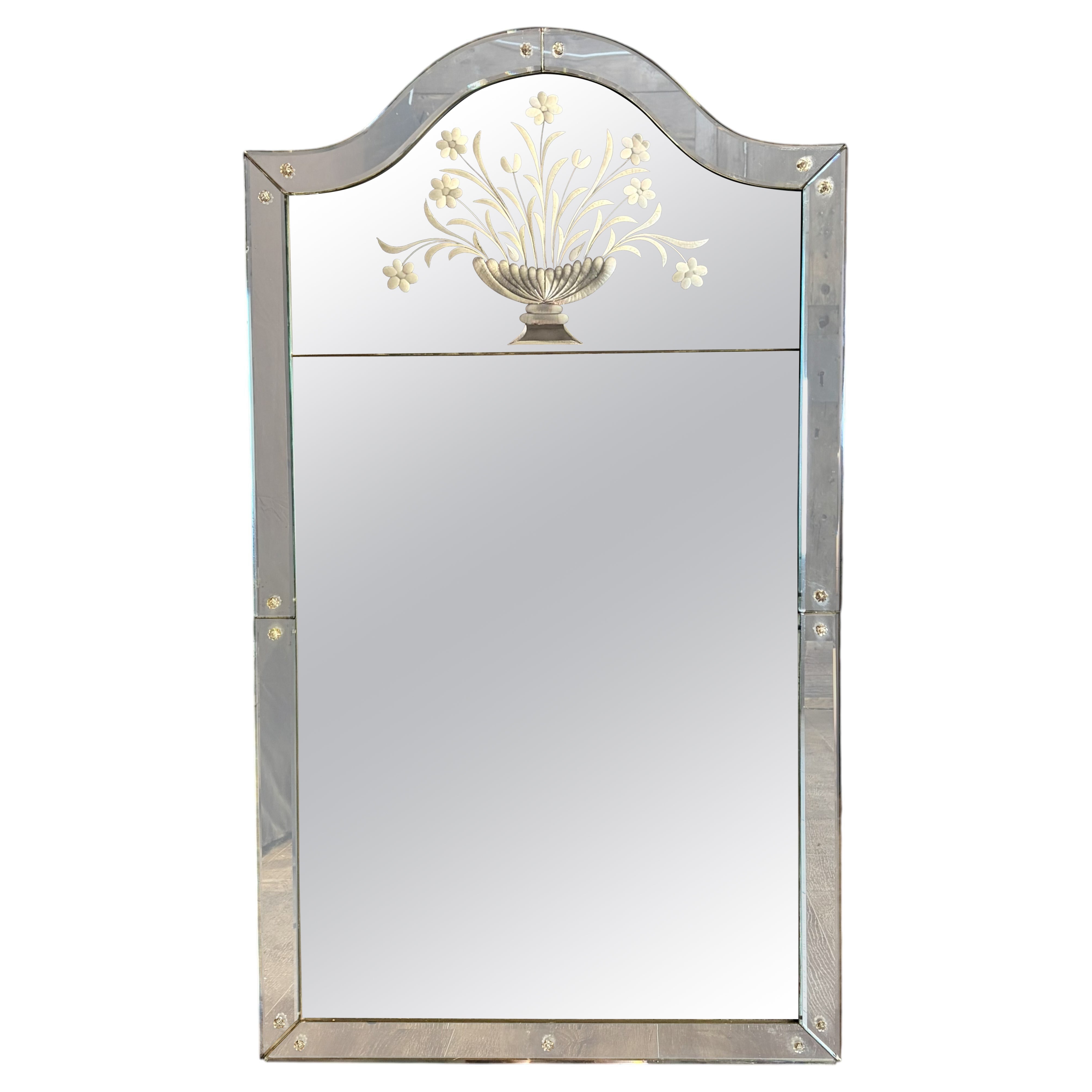 Antique Venetian Engraved Neoclassical Wall Mirror