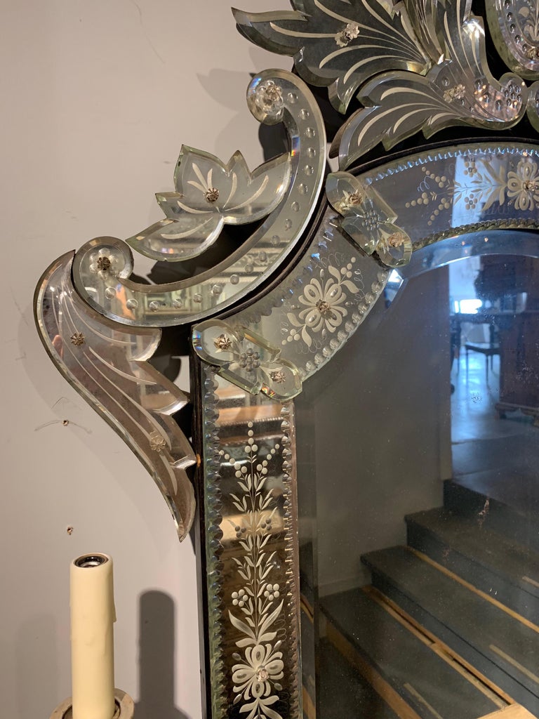 Antique Etched Glass Mirror For Sale at 1stDibs
