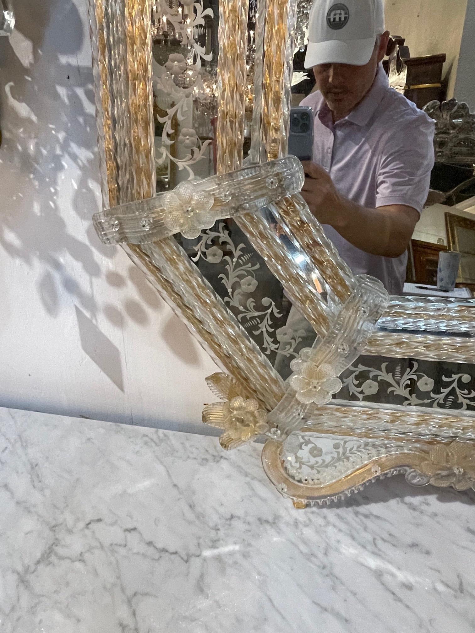 Antique Venetian Etched Glass Mirror 1
