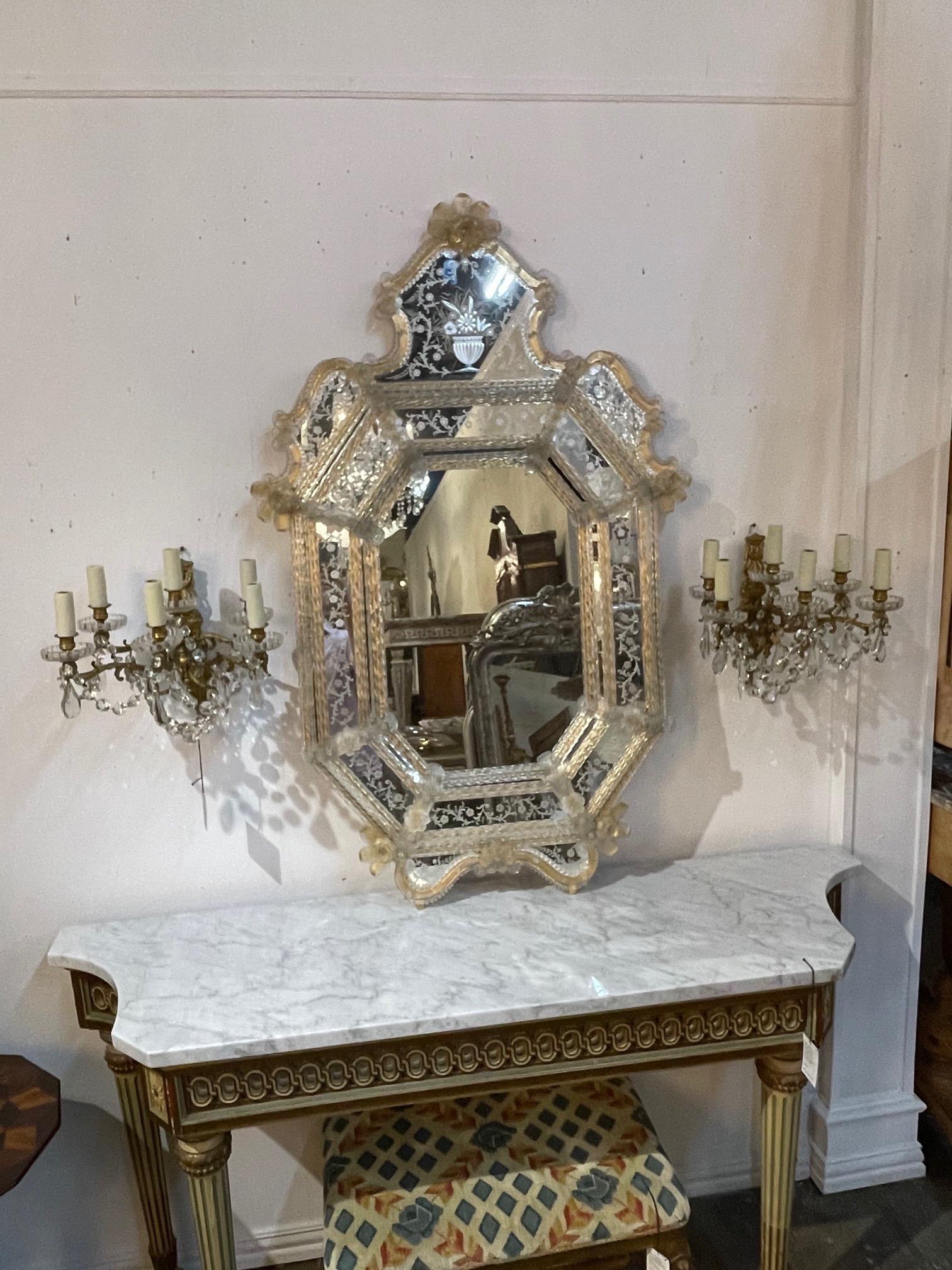 Antique Venetian Etched Glass Mirror 3