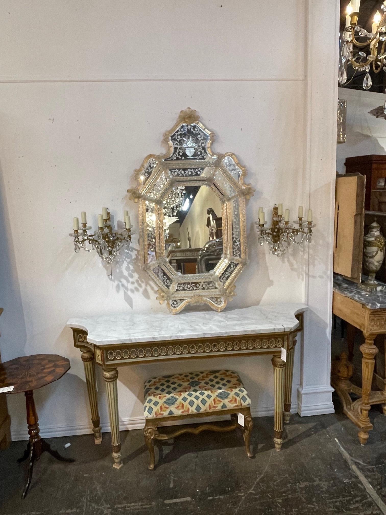 Antique Venetian Etched Glass Mirror 4