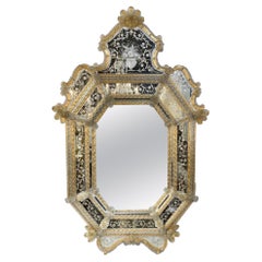 Antique Venetian Etched Glass Mirror