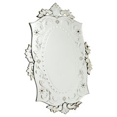 Antique Venetian Etched Glass Mirror