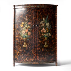 Antique Venetian Faux Tortoiseshell And Floral Painted Wardrobe