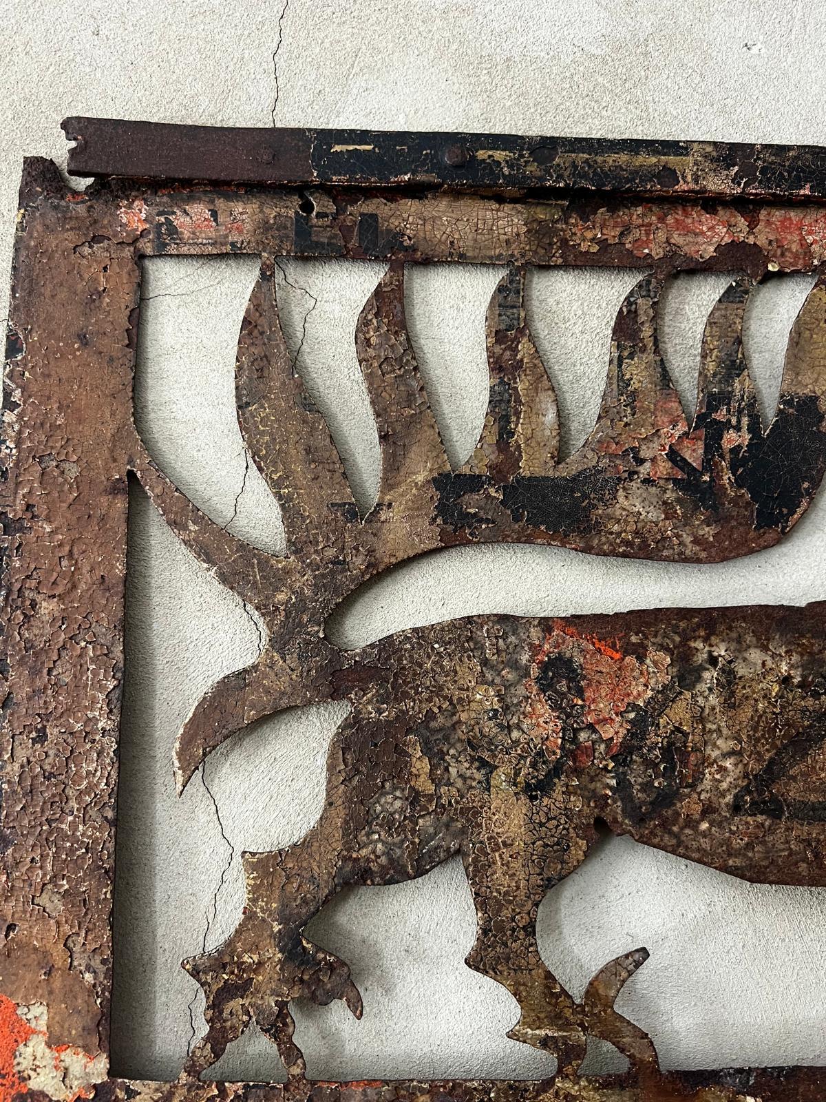 Italian Antique Venetian Free-Hanging Iron Dragon Sign Rare Exterior Plaque 1629 For Sale