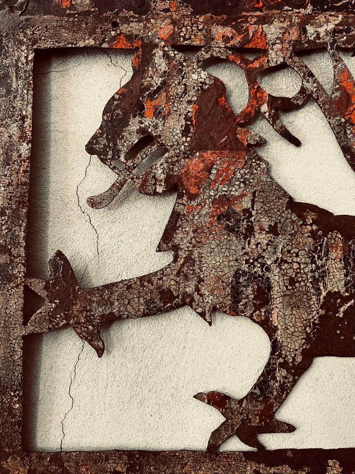 18th Century and Earlier Antique Venetian Free-Hanging Iron Dragon Sign Rare Exterior Plaque 1629 For Sale