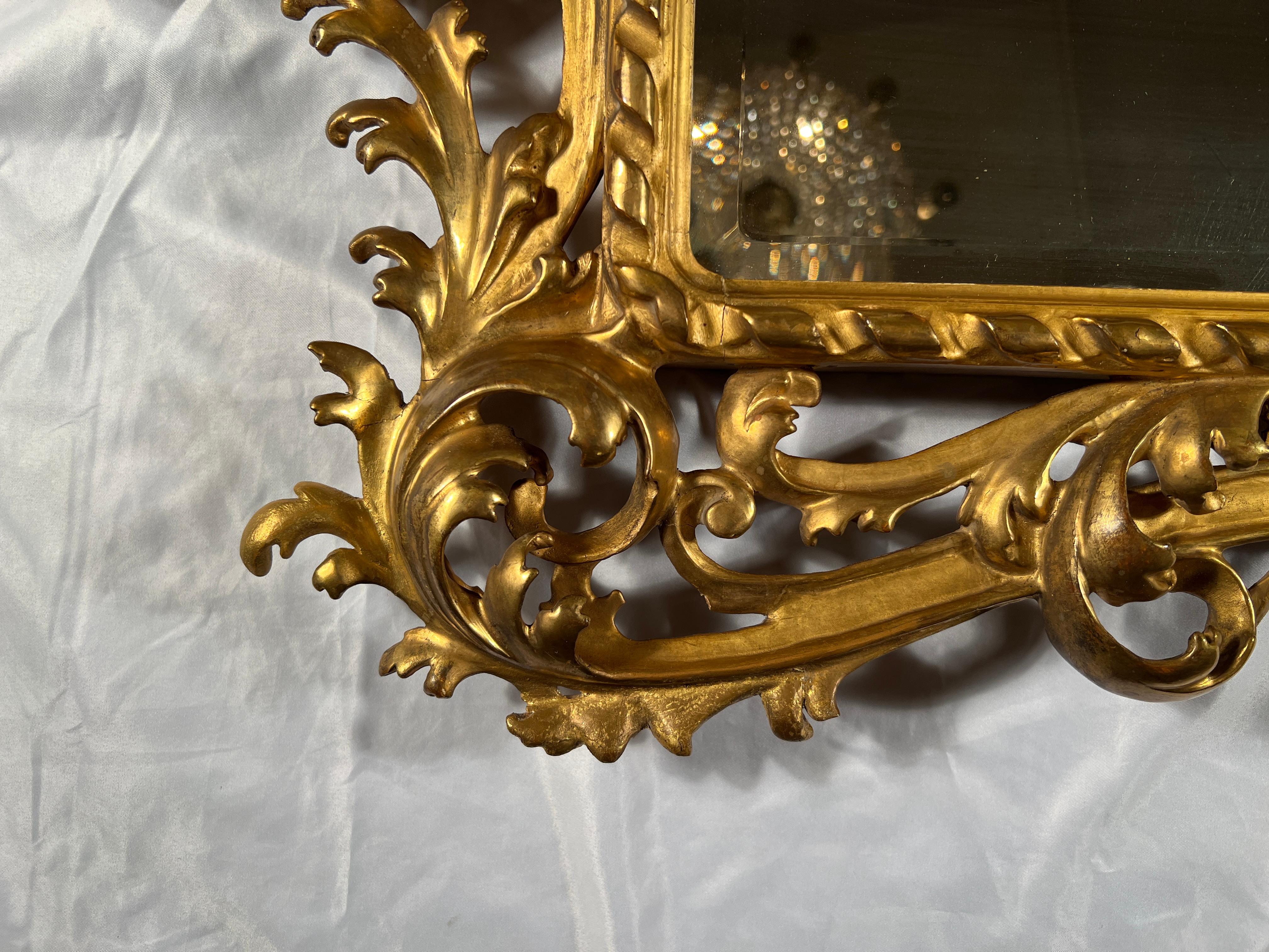 Italian Antique Venetian Style Gold Leaf Beveled Mirror circa 1890 For Sale