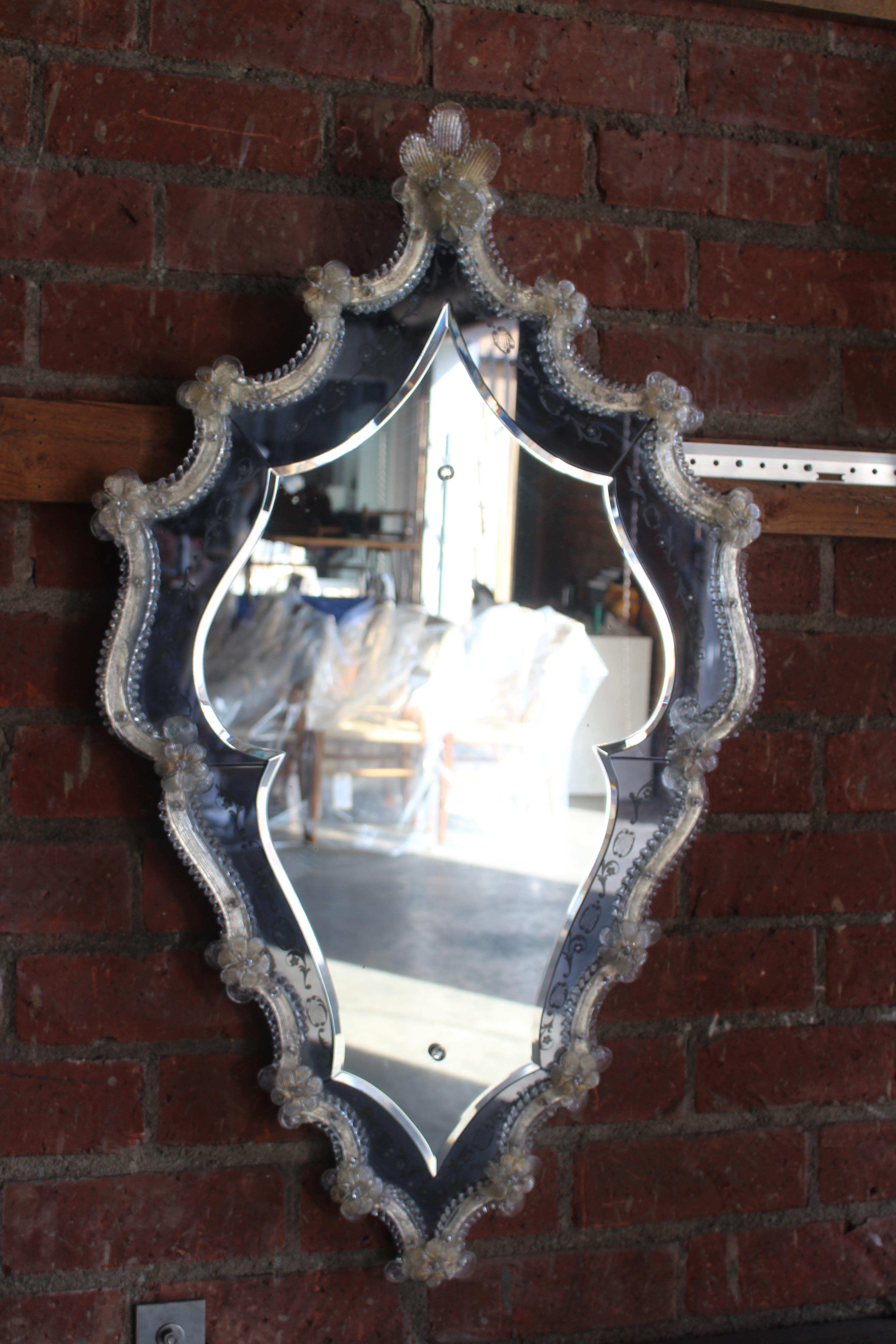 A vintage Venetian glass mirror, Italy, 1940s.