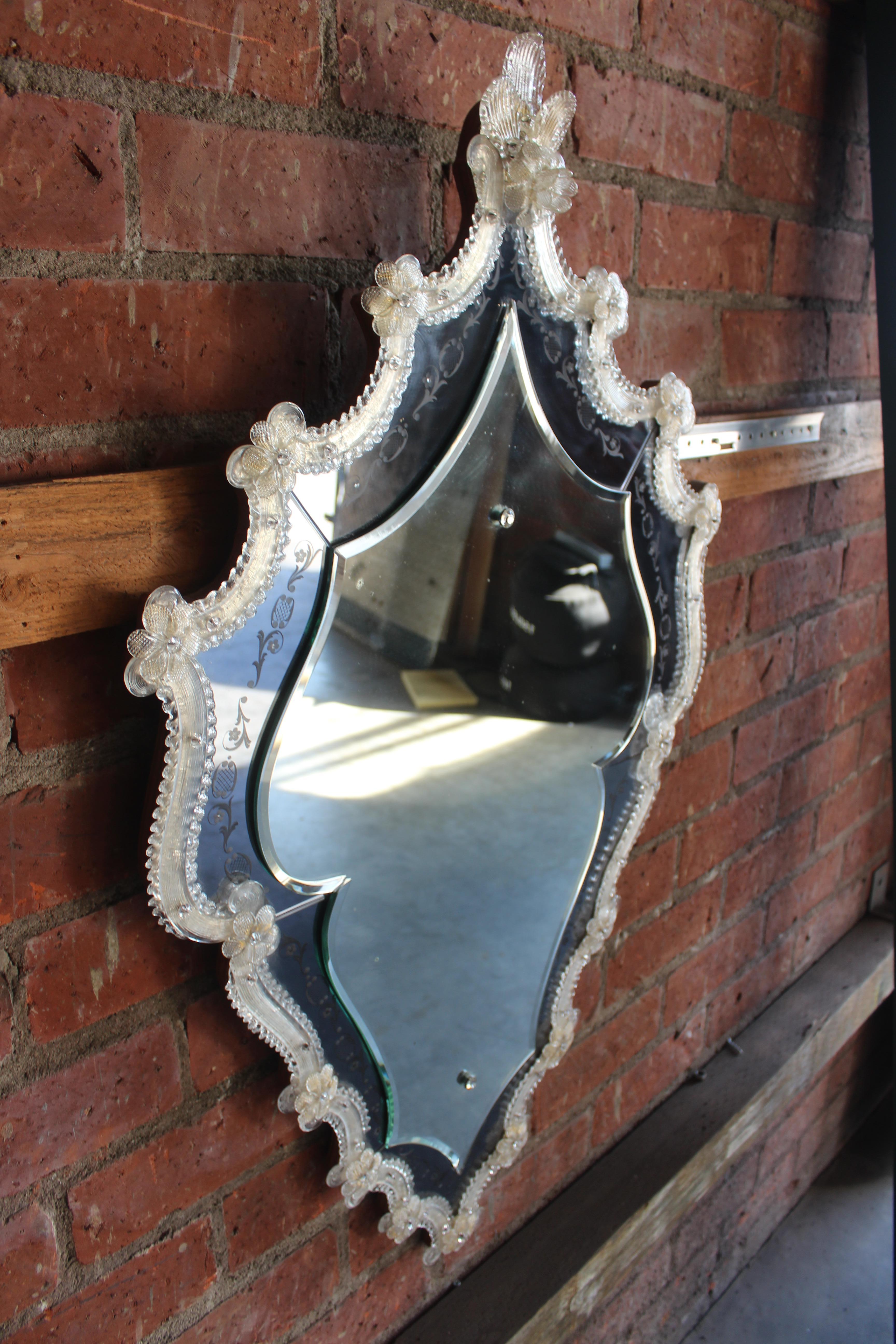 Antique Venetian Glass Mirror, Italy, 1940s 2