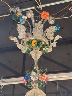 Antique Venetian Glass Multi-Colored Chandelier with 12 Lights