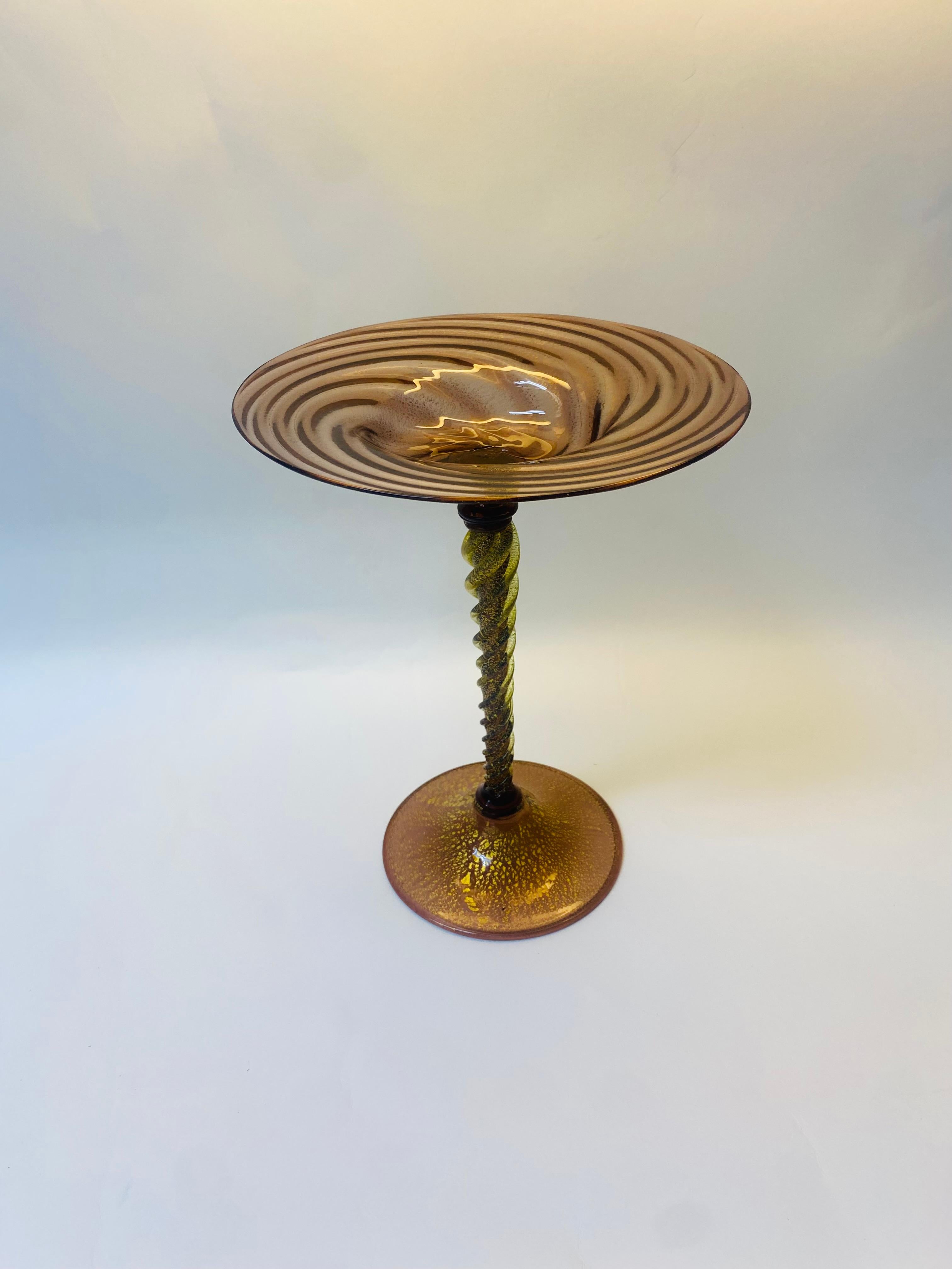 Or Tazza ou compote vénitienne ancienne, améthyste soufflée, or 24 carats inclus en vente