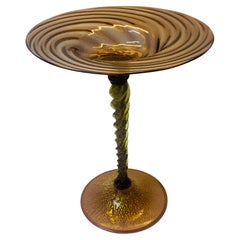 Antique Venetian Glass Tazza or Compote, Amethyst Blown 24 Karat Gold Inclusion