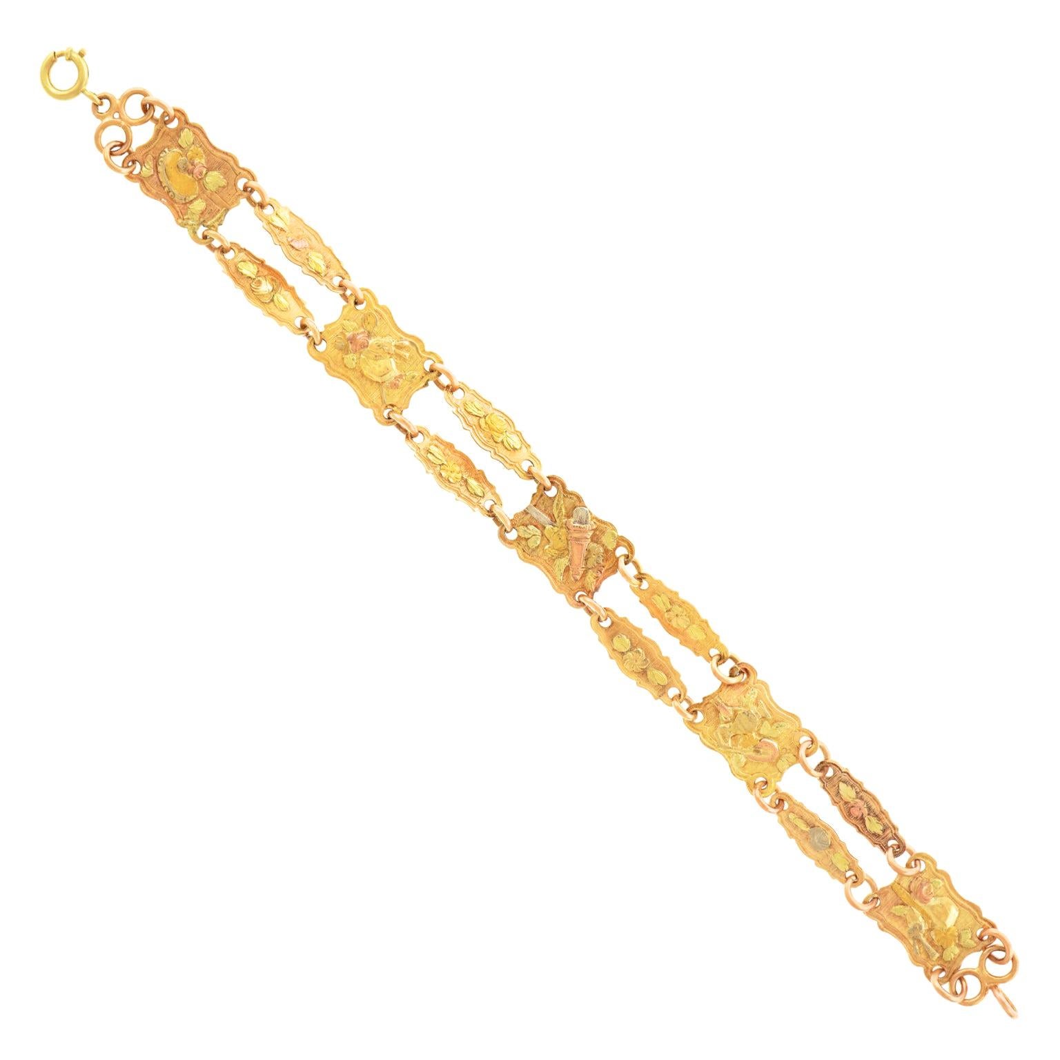 Antique Venetian Gold Bracelet with Spectacular Charm