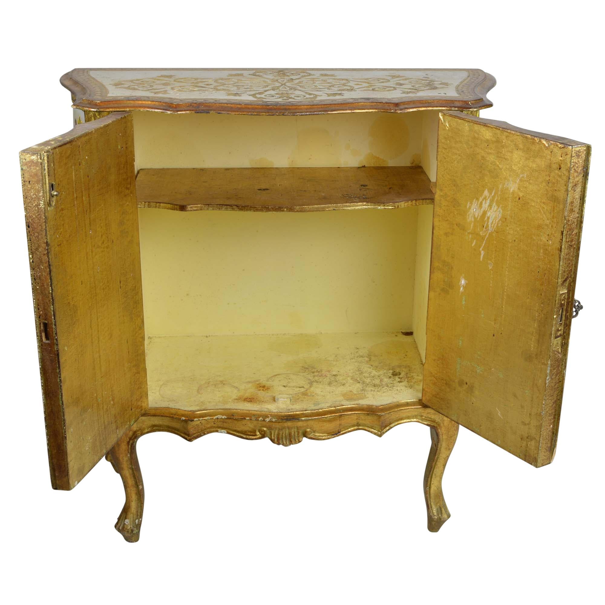 Antique Venetian Gold Dry Bar Cabinet 6