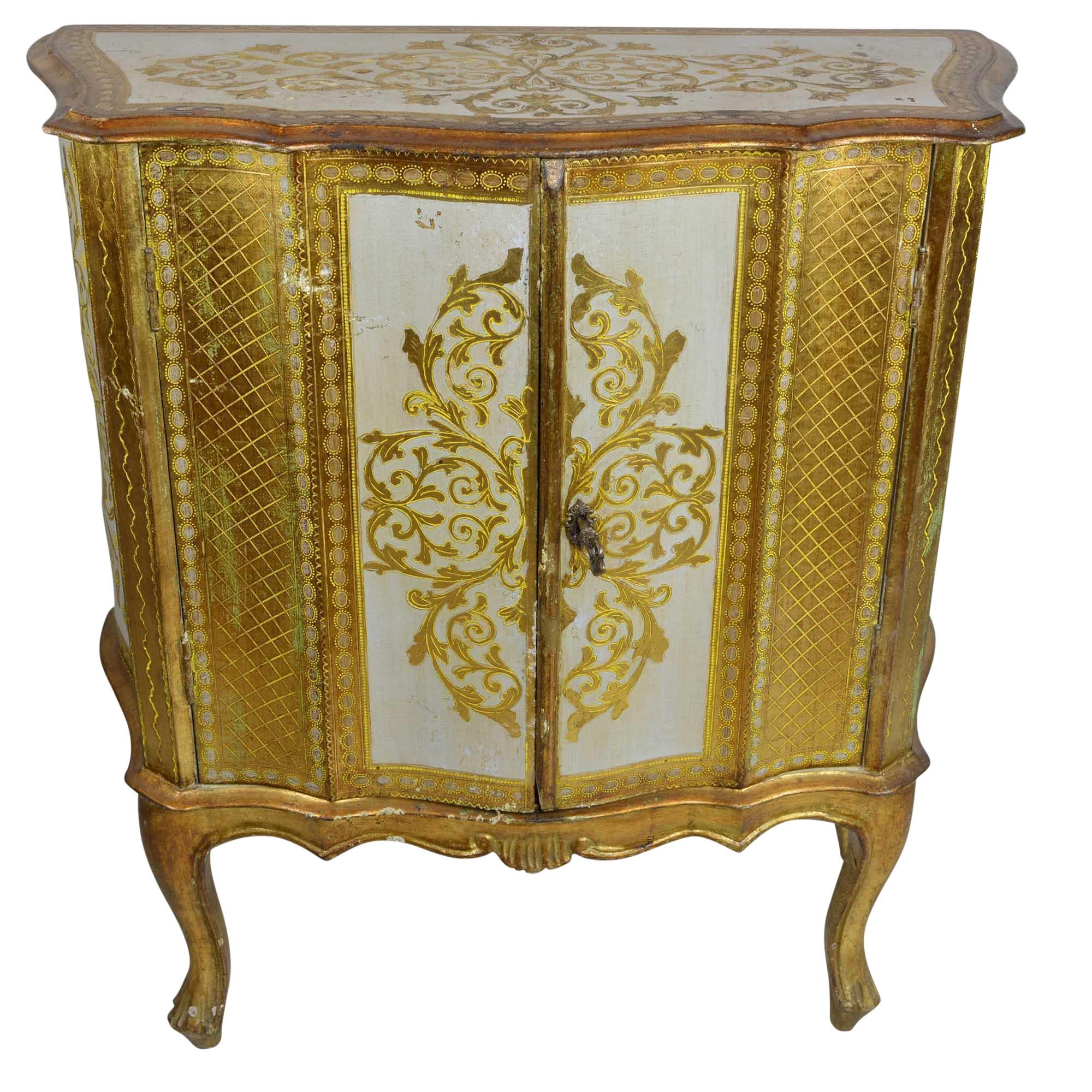 Antique Venetian Gold Dry Bar Cabinet 7