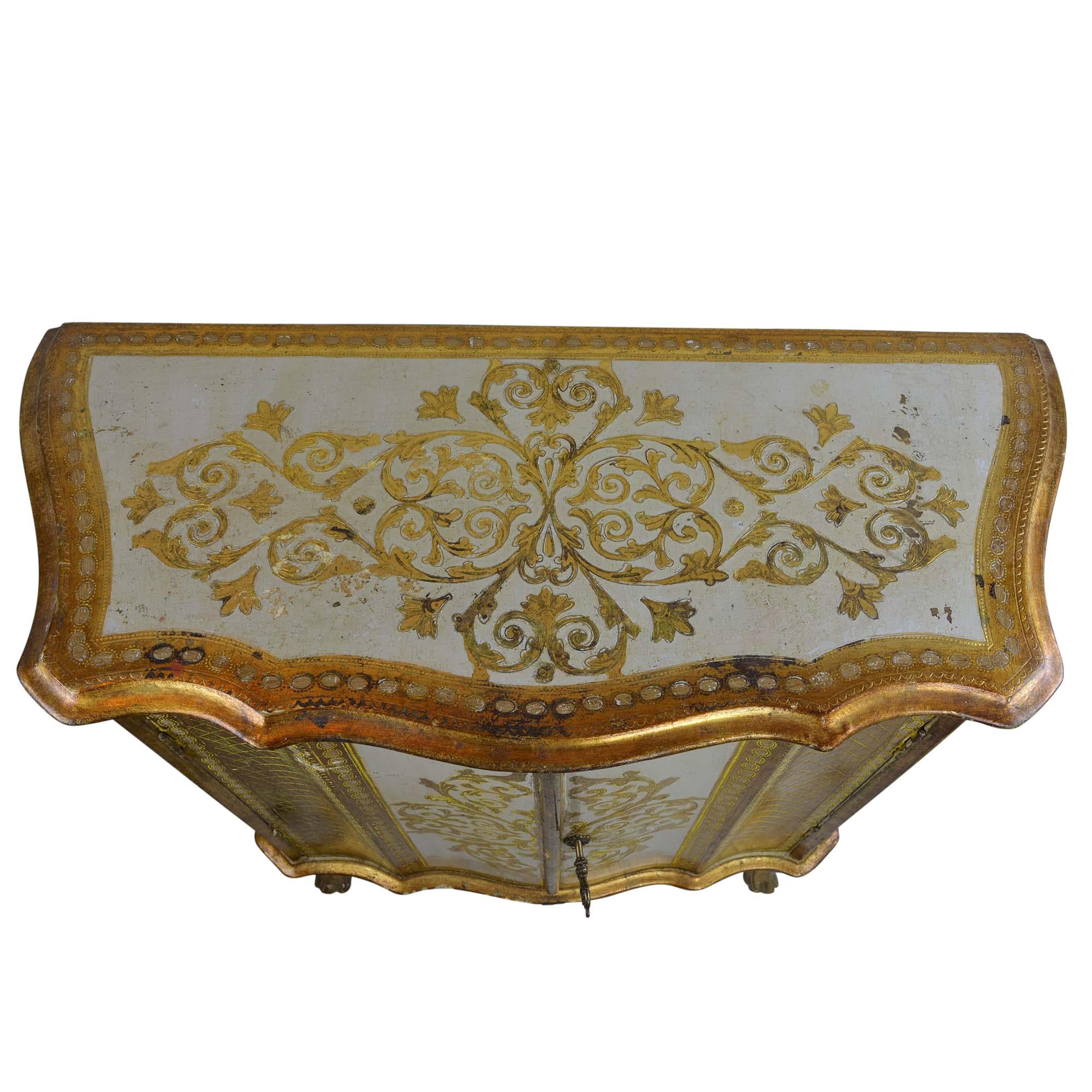 Italian Antique Venetian Gold Dry Bar Cabinet
