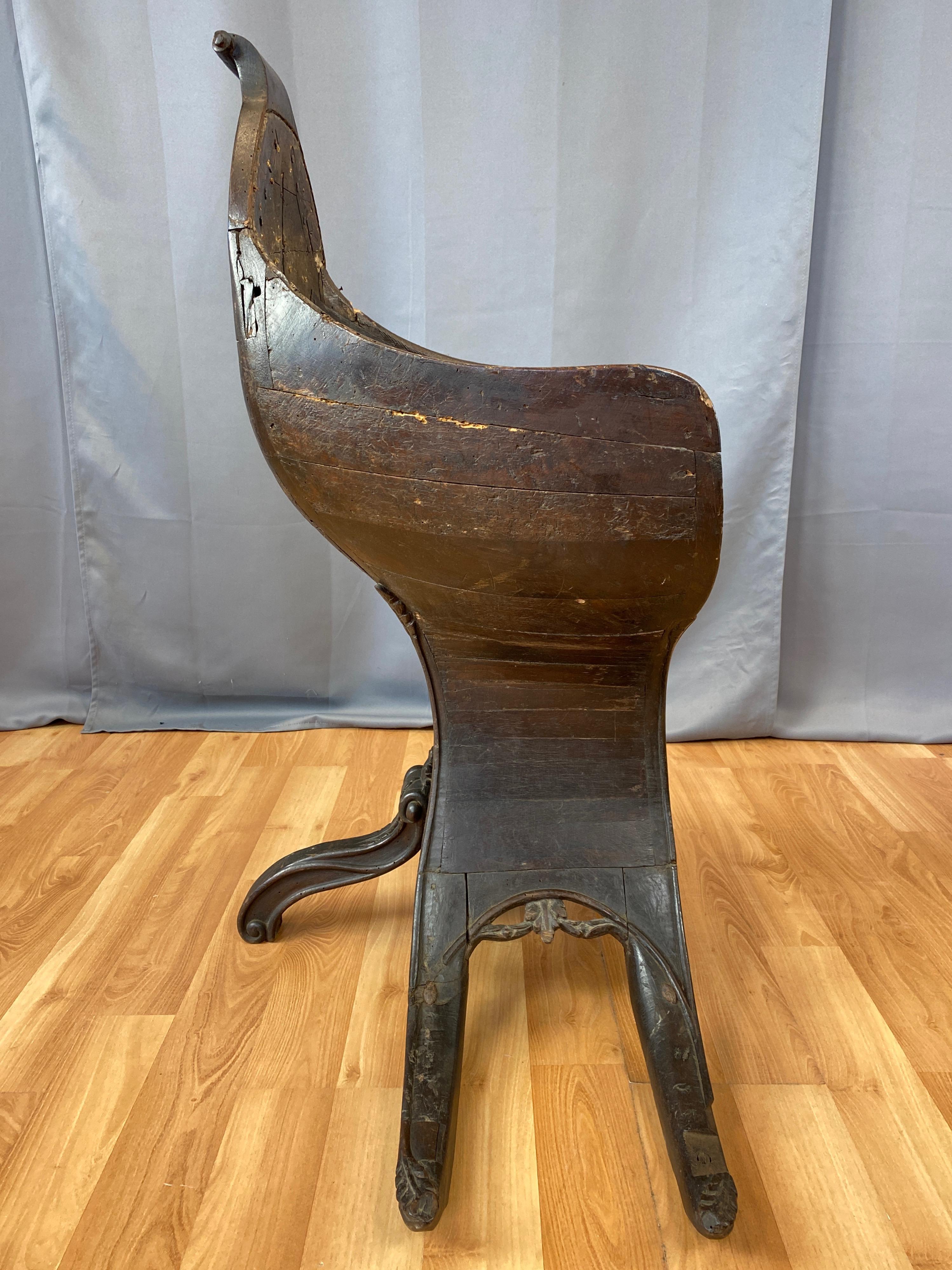 Italian Antique Venetian Gondola Chair, 18th C.