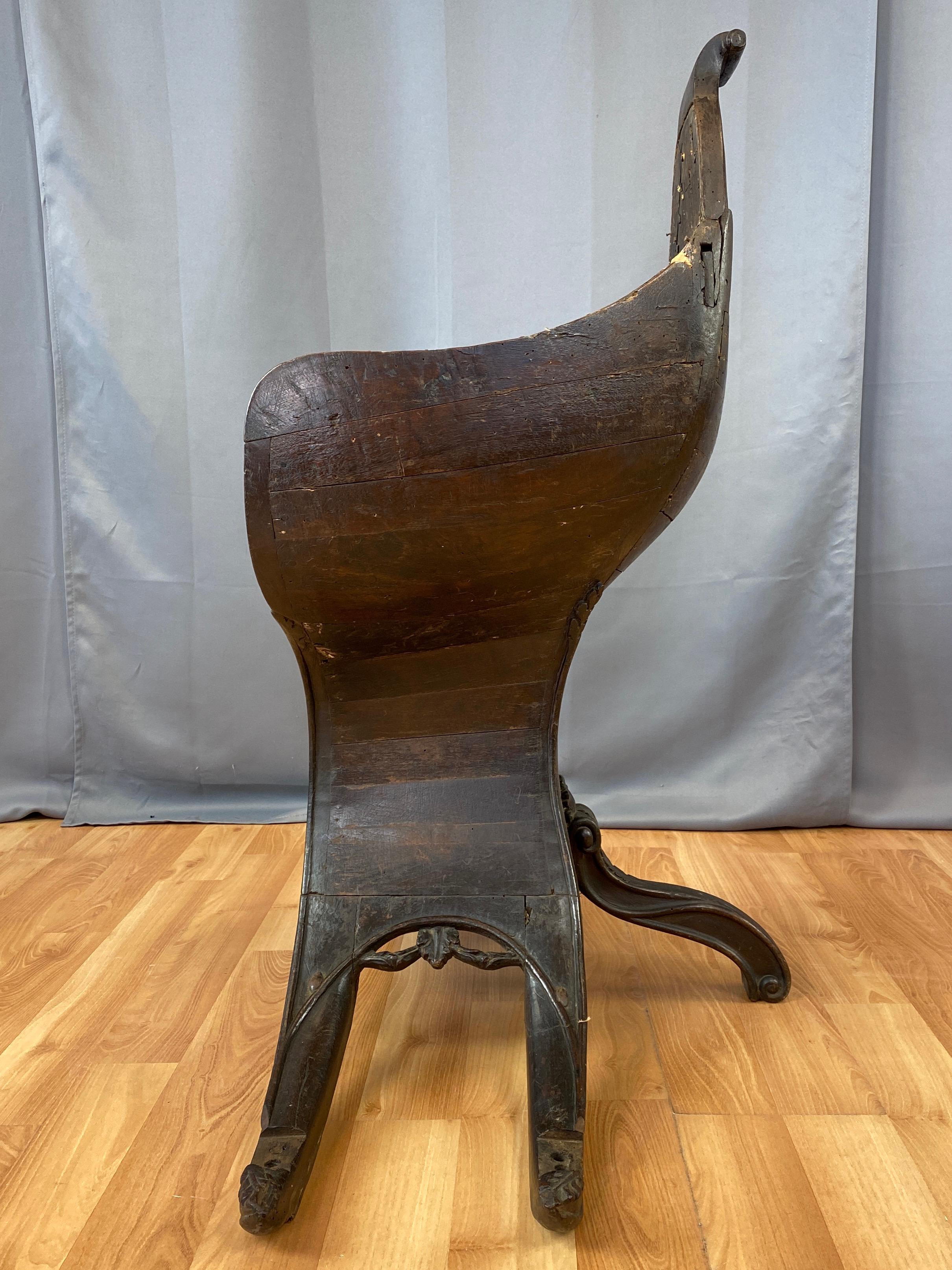 18th Century and Earlier Antique Venetian Gondola Chair, 18th C.