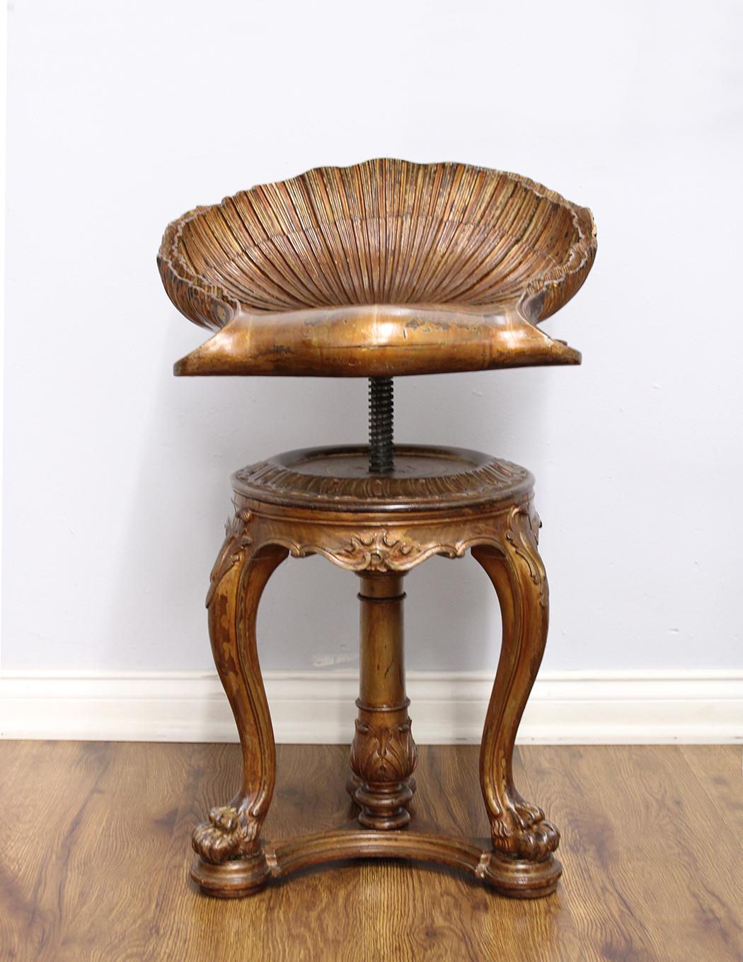 wooden shell stool